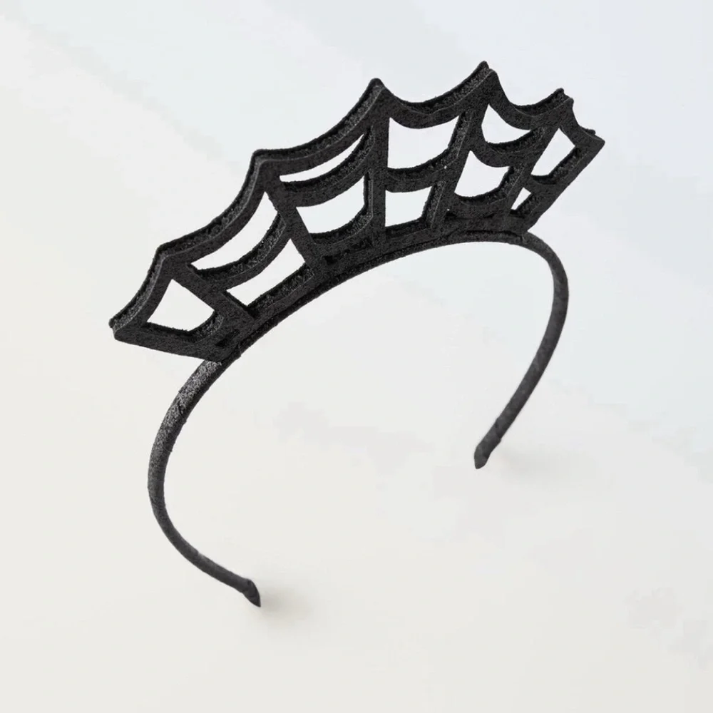 NWT Zara girls kids Black glitter spider web Crown Headband Halloween costume